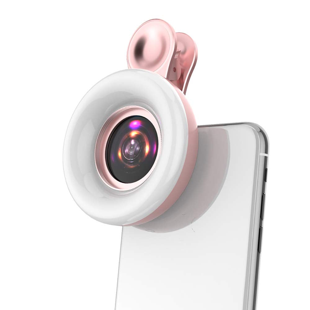 Portable Macro Lens with Mini Clip Ring Light for Smartphone Photography and Video Recording